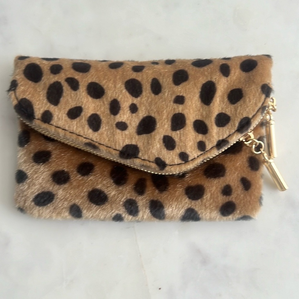 Leopard faux fur mini clutch